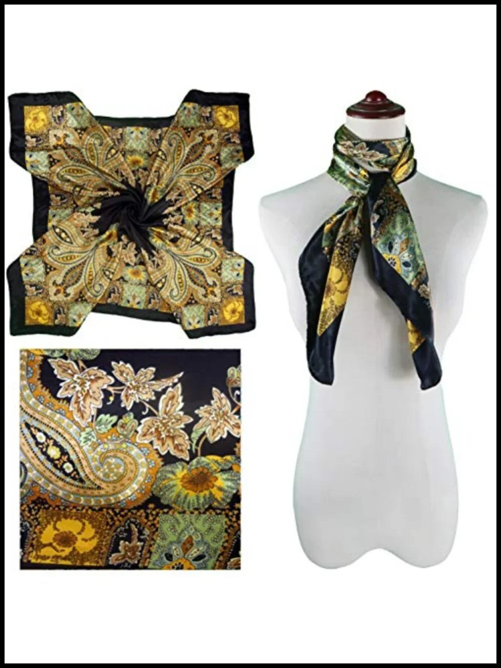 4 Pc Set Satin Square Scarves 35x35 in Hair Neck Head Scarf Bundle